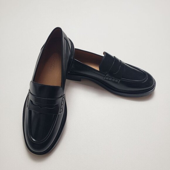 Madewell The Vernon Loafer Women's 8 True Black Polished Leather Slip-On Shoes - Picture 16 of 16